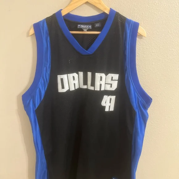 Dallas Mavericks Dirk Nowitzki 41 Mens Large Jersey NSI National Athletic sports - Picture 2 of 5